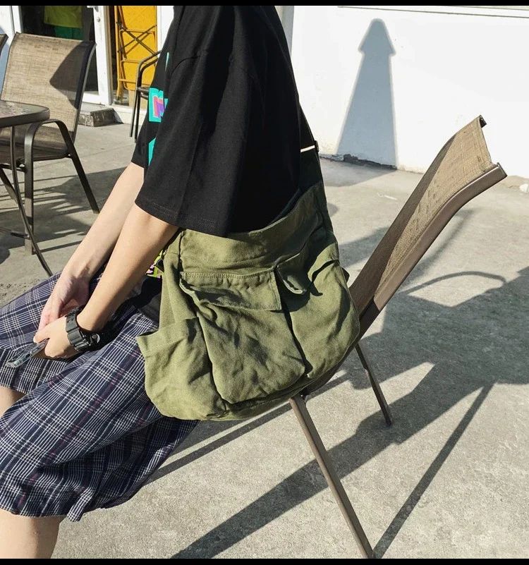 2025 y2k Women Vintage Handbag Canvas Teenager Shoulder Tote Bags Messenger Bags Ladies Casual Handbag Crossbody Purse