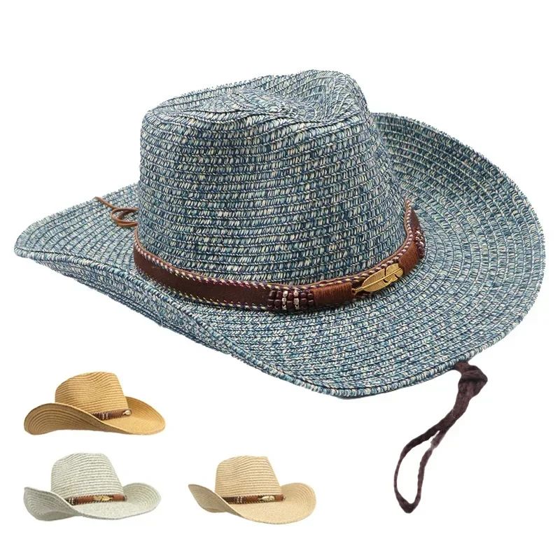 Western Cowboy Hat Summer UV Protection Unisex Vintage Sun Hat for Outdoor Travel Riding New