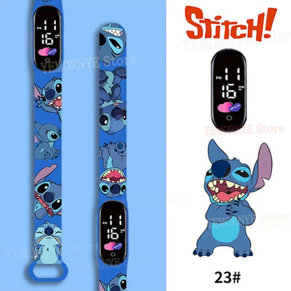 Relógios Digitais Infantis Disney Stitch Figuras de Anime LED Touch Luminoso Relógio Digital Esportivo Infantil à Prova D'Água Brinquedos de Aniversário