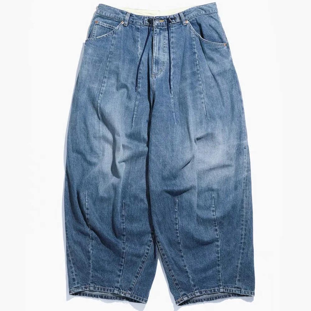 Japanese Retro High-quality Washed Loose Wide Leg Balloon Denim Pants for Men 25ss New Arrival
