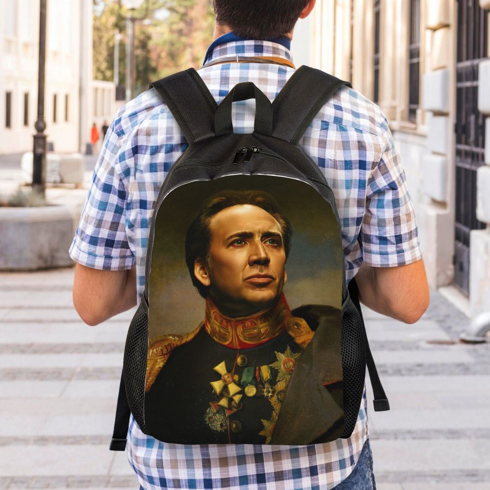 Custom Nicolas Cage Meme Laptop Backpack Women Men Basic Bookbag for College School Student Funny Bags
