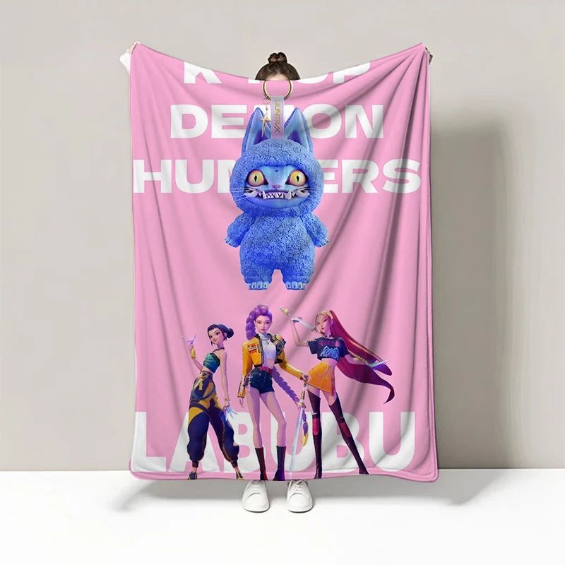 Cute Kpop Demon Hunter Blanket,kpop Fun Gift,cozy K-pop Demon Hunters Huntrix Blanket,anime Inspired, Huntrix Inspired Blanket