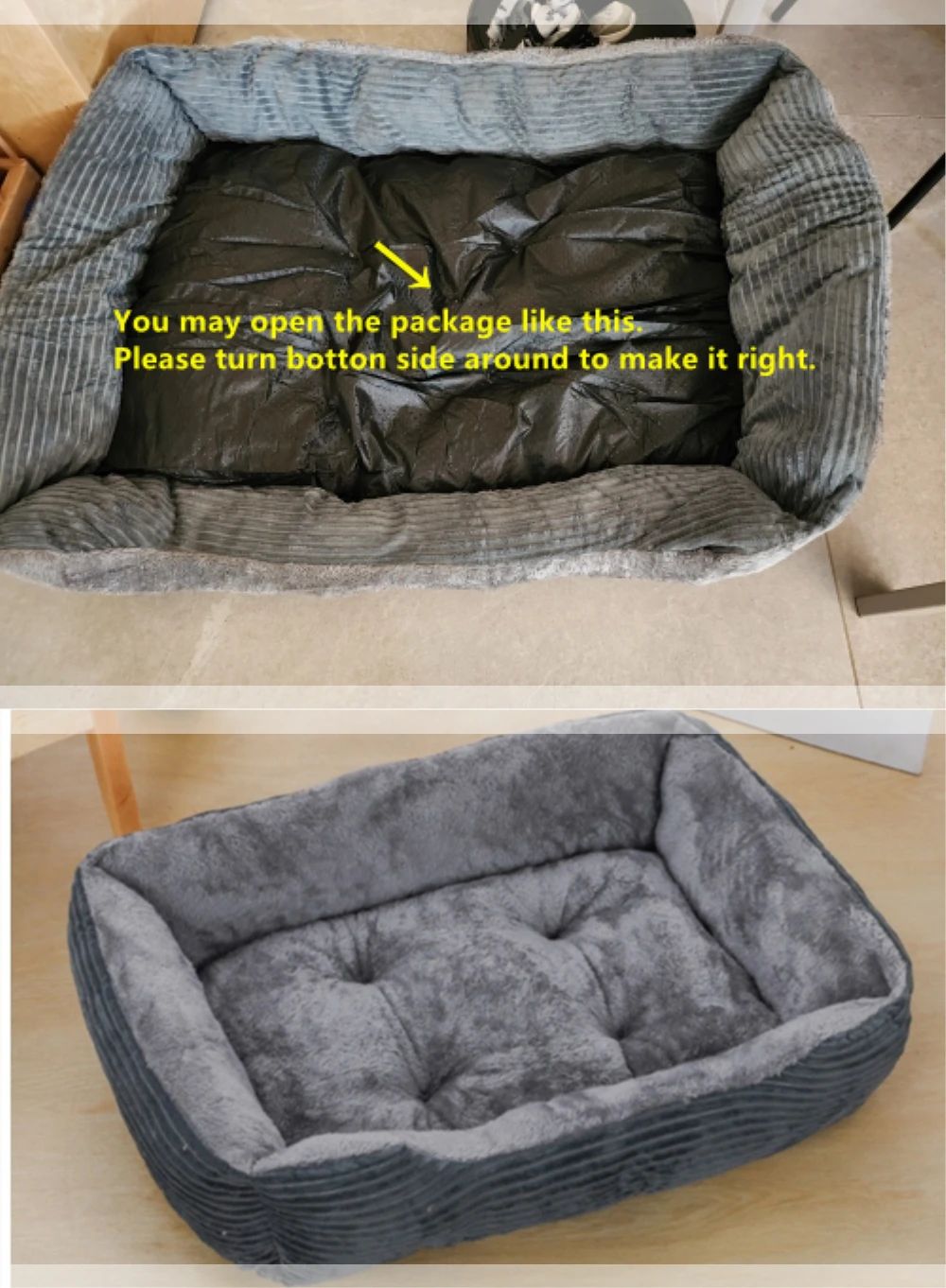 Cama Quadrada para Cães, Acessórios para Animais de Estimação, Sofá-Cama Macio e Acalmador de Pelúcia para Gatos e Cães Pequenos e Médios