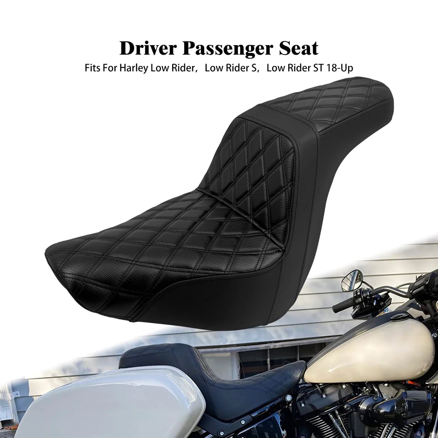 Banco Duplo de Moto para Piloto e Garupa Almofada Dianteira Traseira para Harley Softail Sport Glide FLSB Low Rider FXLR FXLRS 2018 em Diante