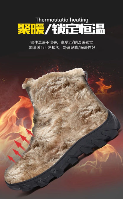 Calçados Masculinos 2025 Novas botas de inverno masculinas Pantufas Quentes Impermeáveis Antiderrapantes Tênis de pelúcia Botas de couro Masculinas Tamanho Plus 48