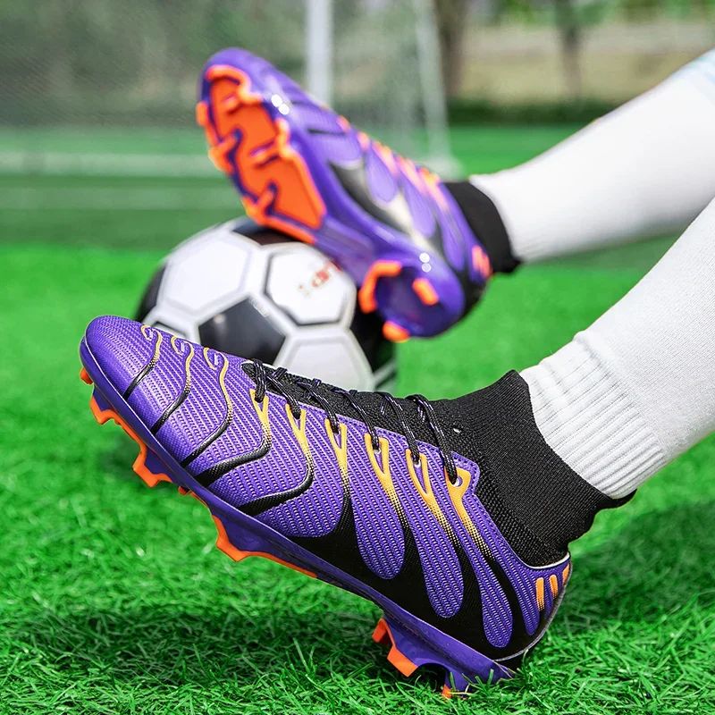 Men Match Non Slip Football Boots Cleats Indoor Outdoor Soccer Shoes Sport Training Long Spikes FG/TF Boys Futsal Comfortable