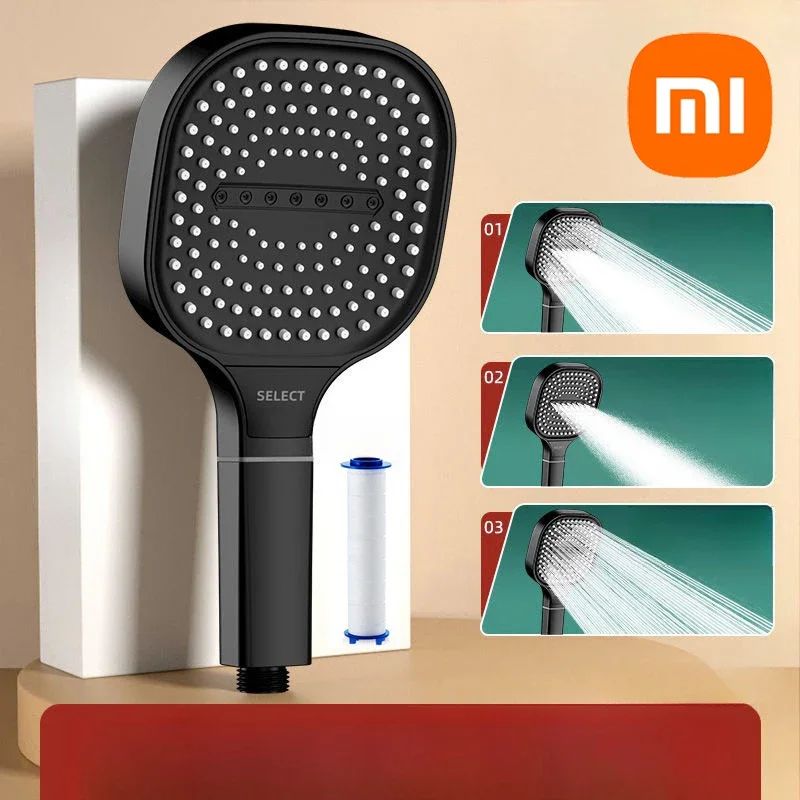 Xiaomi Novo Painel Grande 3 Modos Ajustáveis Chuveiro Doméstico de Alta Pressão com Massagem e Elemento Filtrante Acessórios para Banheiro