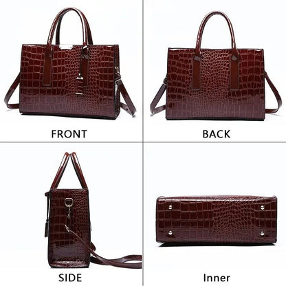 Luxury Vintage Women's Crocodile Pattern Handbag Large Capacity Tote Bag Leather Business Shoulder Bag For Female