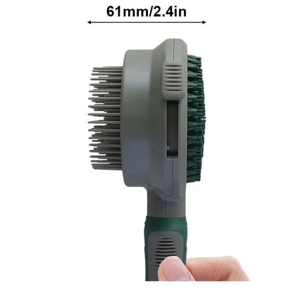 Cat Hair Removal Pet Brush Double Sided Massaging Retractable Self Cleaning Soft Pet Grooming Brush with Handle Pet Loose Hairs