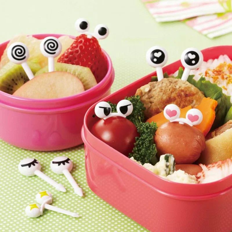 10/30/50 unidades de Mini Espetos Olhos de Desenho Animado Fofos Kawaii Caixa de Almoço Bento Palitos de Comida e Fruta Garfos Bastões de Buffet Decoração de Sanduíches