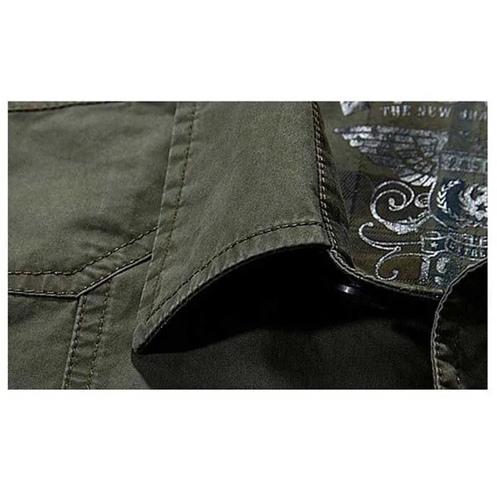 2024 Summer New Fashion Cotton Casual Shirts Men Loose Shirts Short Sleeve Turn-down Collar Military Style Male Tops