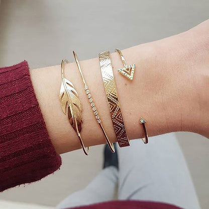 Conjunto de Pulseiras Femininas Corrente Cubana, Cor Dourada, Boho Retrô, Torção Grossa, Joias da Moda de Qualidade, 11 Peças, 2024