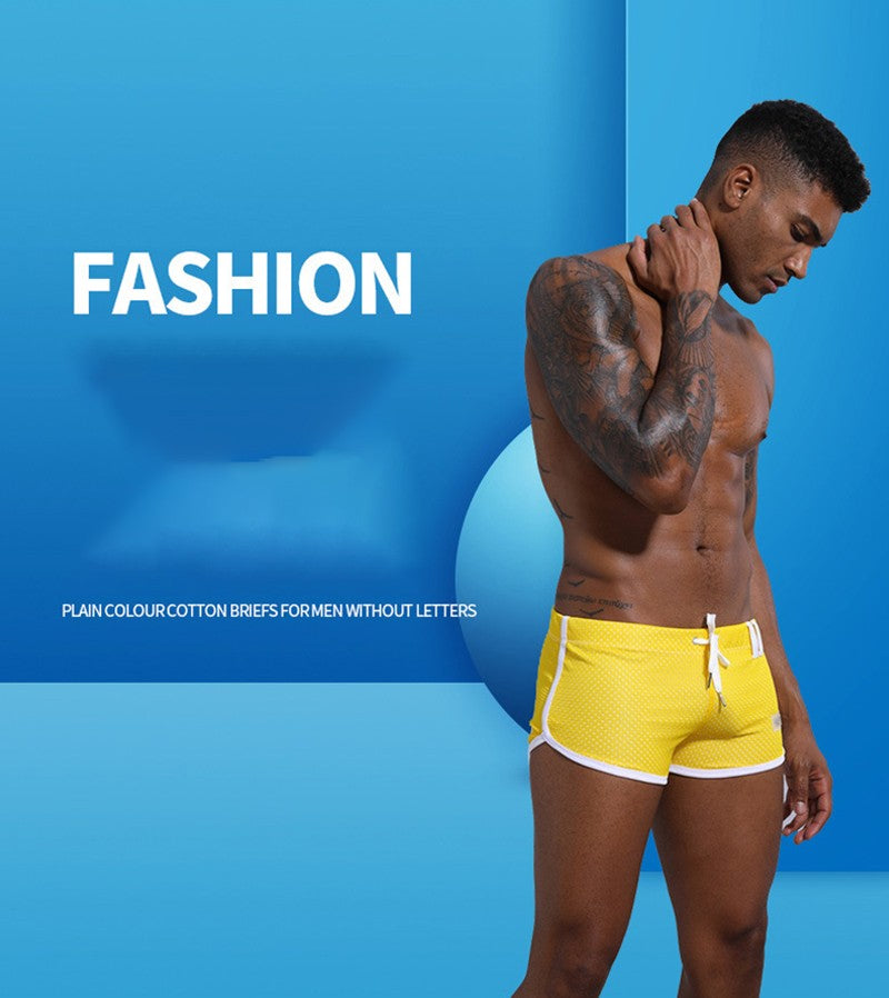 Brand Designer Men's Mesh Beathable Home Flat Pants Boxer Underwear Aro pants Breathable Pure Loose Fitting Underpants For Male