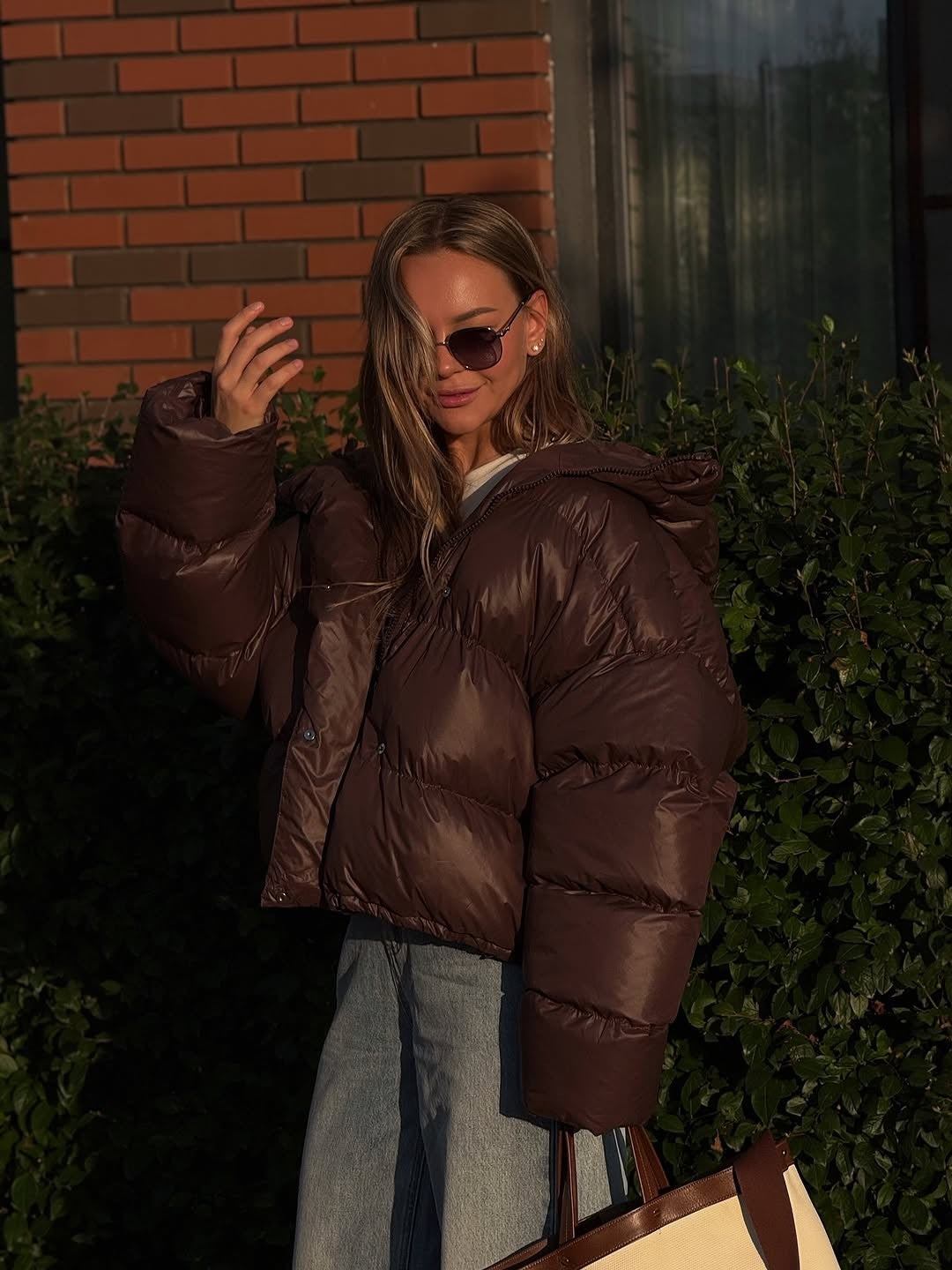 Women Brown Hooded Cotton Coat Fashion Lapel Full Sleeve Zipper Button Warm Loose Short Coats Lady Winter Casual Street Outwear