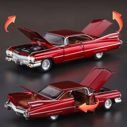 1:32 Cadillac Eldorado Biarritz Classic Retro Car Carro de Brinquedo em Metal Fundido com Som e Luz para Colecionar Puxar para Trás Hobby