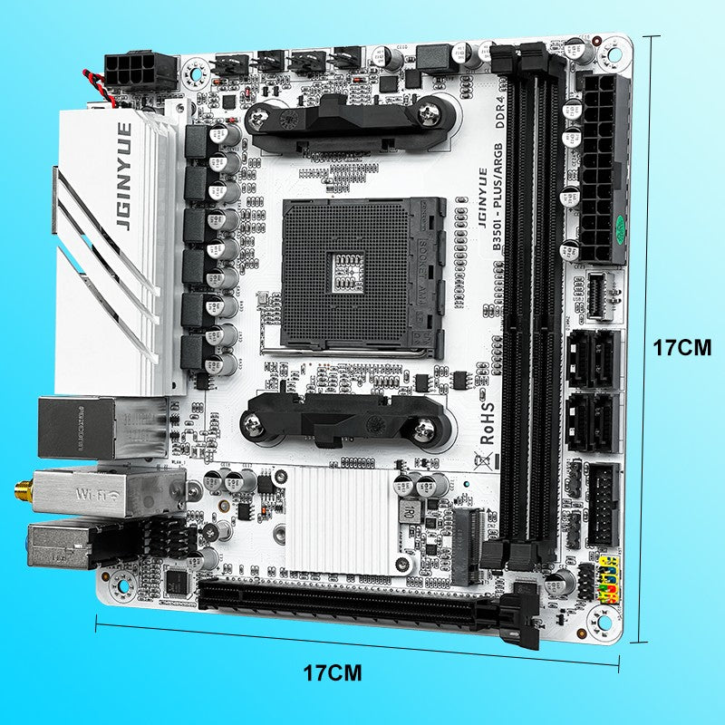 Placa-mãe JGINYUE AMD AM4 ITX suporta CPU Ryzen R3 R5 R7 R9 de 1/2/3/4/5 séries RAM DDR4 PC Desktop PCI-E 3.0 B350i PLUS ARGB