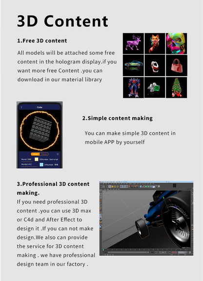 42CM/52CM/56CM/65CM 3D Holographic LED Fan Display for Advertising/Shop/Wedding High Brightness Custom Logo DIY Projector