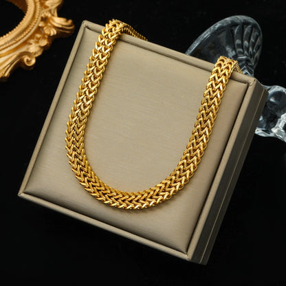 EILIECK Colar de Corrente Grossa de Aço Inoxidável 316L Dourado e Prateado para Mulheres, Corrente Cubana da Moda, Joia Impermeável de Presente