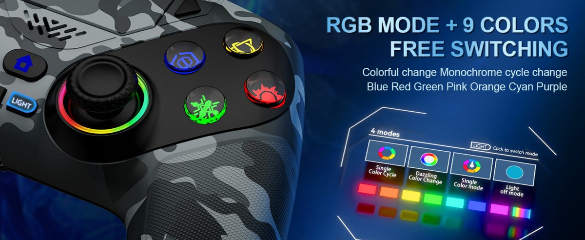 Gamepad For Playstation 5 PS5 Pro/Slim/PC,RGB Wireless Controller  6-Axis Gyro Dual Shock Turbo&Marco Programable Game Controle