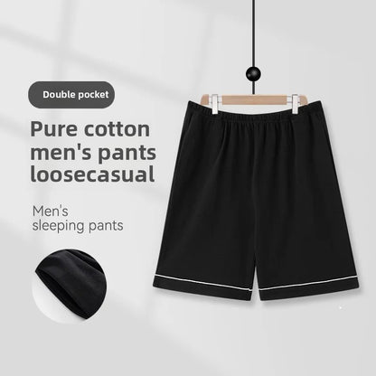Summer Men's Loose Fit Short Pants Thin Cotton Sporty Comfortable Five-Point Home Leisure Pants Outerwear Big Size Sleepwear