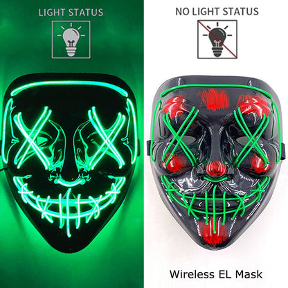 Wireless Purge Luminous LED Mask Adult Full Face Headgear Costumes Cosplay Mask Carnival Horror Masquerade Glow In The Dark