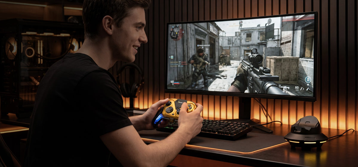 EasySMX Dune 8K Wireless Gamepad Controller, TMR Joysticks, LCD Screen, Hall Effect Triggers for PC/Steam/Switch/Phone