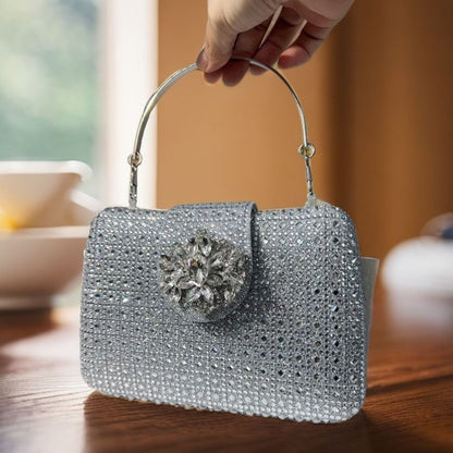 Sparkling Rhinestone Clutch Bag Lady Crystal Evening Purse Luxury Metal Handle Chain Handbag Wedding Party Dinner Diamond Bags