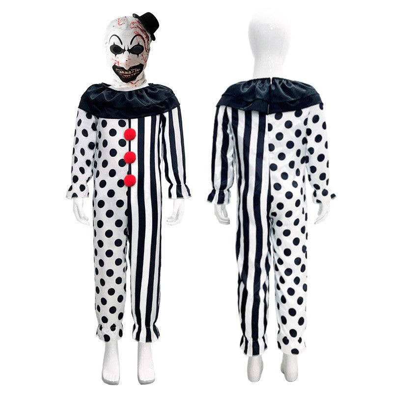 Terrifier Clown Cosplay Costume Horror Carnival Party Dress Hat Mask Killer Clowns Jumpsuit Halloween Cosplay Costumes for Kids