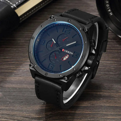 CURREN 8124,8208,8192,8230 Factory Watch Men Calendar Sport Military Male Clock Brand Luxury Origianl PU Leather Band Wristwatch