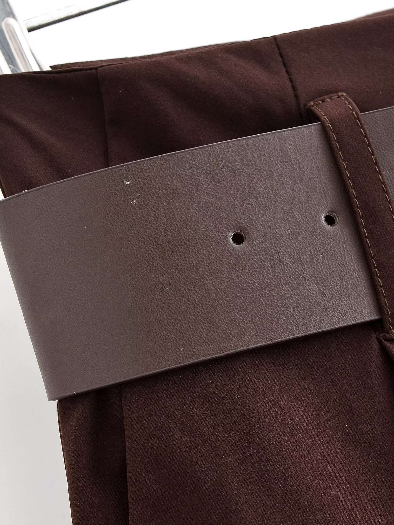 Tidalyf 2025 Women Vintage Brown Wide Leg Pants with Metal Belt High Waist Casual Trousers