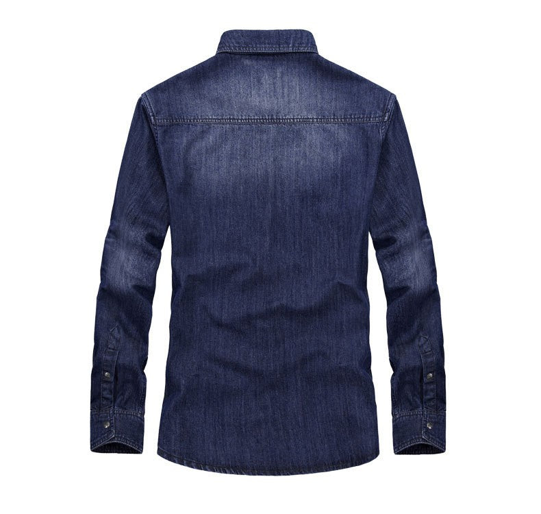 High Quality Men's Denim Shirt Long Sleeve Oversized Pure Cotton Overshirt Solid Casual Shirts Men Clothing  4XL A2F6522
