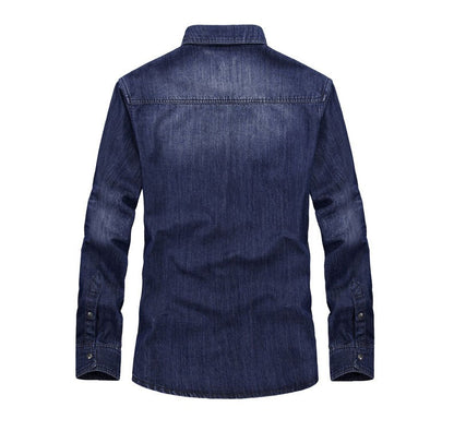 High Quality Men's Denim Shirt Long Sleeve Oversized Pure Cotton Overshirt Solid Casual Shirts Men Clothing  4XL A2F6522