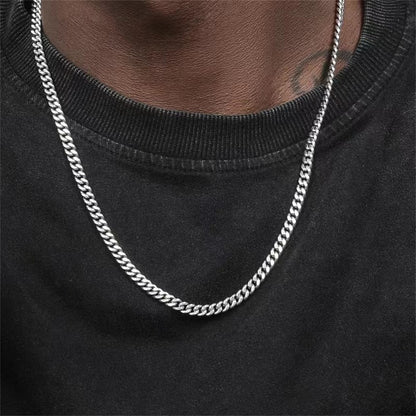 Colar Cubano Hip Hop Corrente Rochedo Aço Inoxidável Corrente Básica Colar Masculino Colar Simples para Mulheres Joia de Festa da Moda