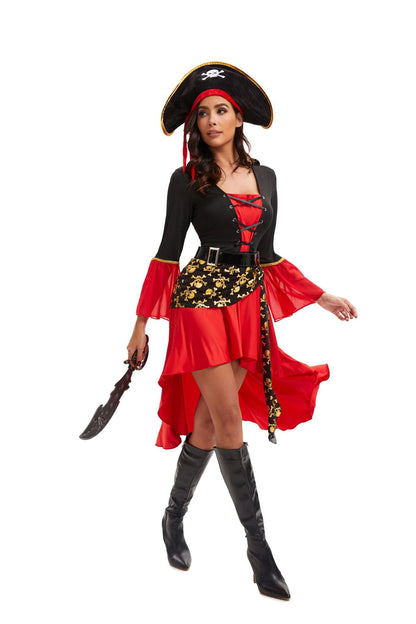 Adult Female Halloween Pirate Costume Captain Jack's Role-playing Costume Theatrical Stage Pirate Performance