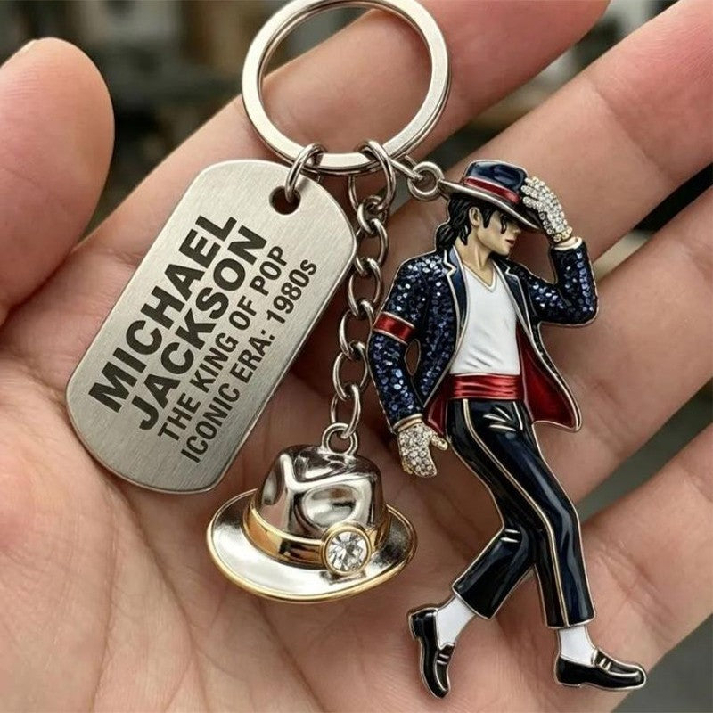 Michael Jackson Keychain Classic Dance King Pendant Key Ring Fashion Singer Key Chain Music Idol Keychain For Home Decoration