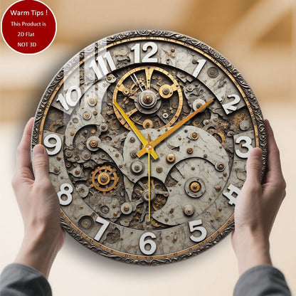 Tempered Glass Wall Clock Antique Gear Clock Face Suitable For Wall Decor or Tabletop Display Anywhere
