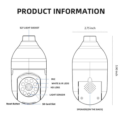 Bulb E27 Surveillance Camera Full Color Night Vision Automatic Human Tracking Zoom Indoor Security Monitor Wifi Miini IP Camera