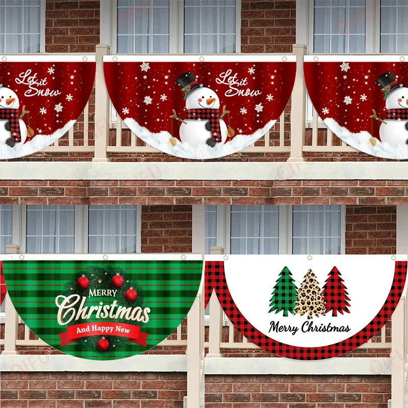 VIKAMA Merry Christmas Flag Banner Season's Greetings Decorations For Home Christmas Gatherings Garden Courtyard Banner