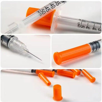 50 UNIDADES Seringa de insulina estéril descartável de 0,3ml/cc-29Gx13mm com agulha, embalada individualmente para medição de líquidos, alimentação de animais de estimação.