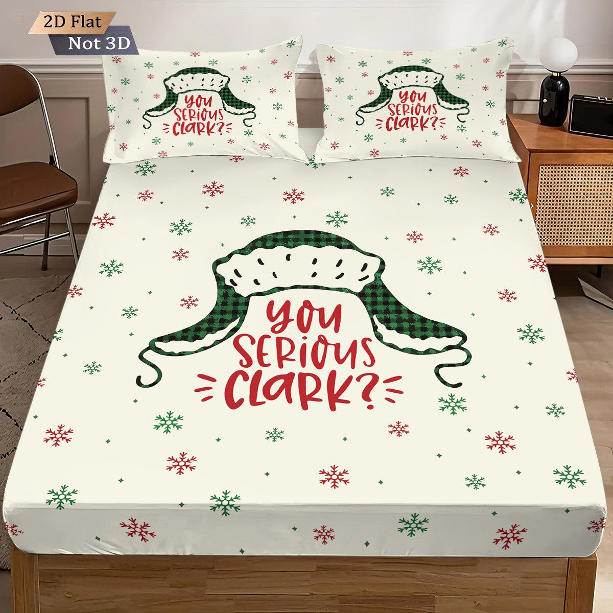 3pcs Merry Christmas Snowflake Print Coreless Bed Sheet Set, Multi Size Comfortable Bed Cover Bedroom Bedding Holiday Decoration