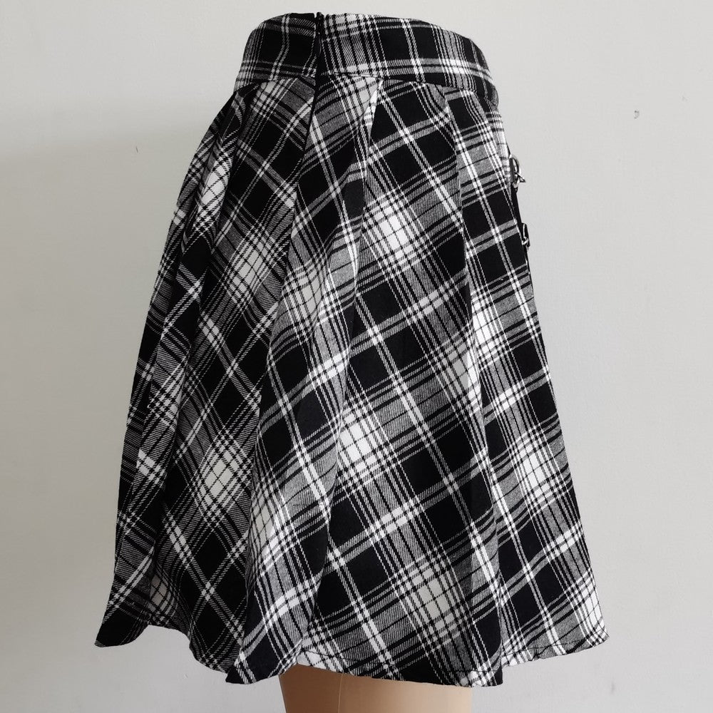 Womens Harajuku Punk Irregular Mini Pleated Skater Skirt Asymmetric Cutout High Waist Hip Hop Clubwear gothic harajuku skirt