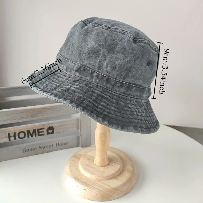 Korean Big Head Washed Denim Bucket Hats Men Cotton Sun Hat Plus Size 64cm Oversize Bob Panama Unisex Big Size Fisherman Cap