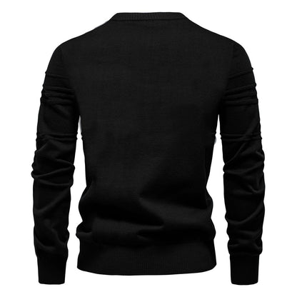 AIOPESON Mens Crewneck Pullover Sweater Knitted Cotton Stripped Quality Autumn Winter Warm Sweaters for Men