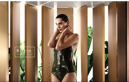 Black Digital Display Thermostatic Shower Faucet Bathroom Thermostatic 4 ways Rainfall Shower Mixer Tap,Shelf and Bidet Faucets