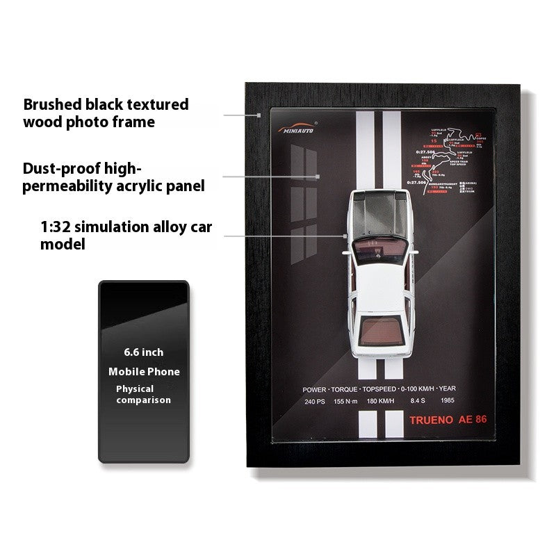 1/32 Versão Porta-retrato Liga de Metal Modelo de Carro Esportivo Simulação Carro de Corrida 3D Pintura de Parede Coleção Presentes Infantis Decoração