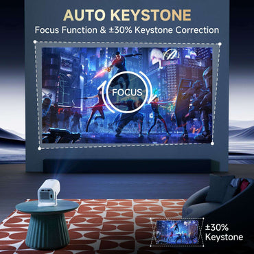 HONGTOP Android 14 P30PRO Supports 720p Screen Mirroring Smart Projector 4K WiFi6 Smart Home Theater Outdoor Portable Projector