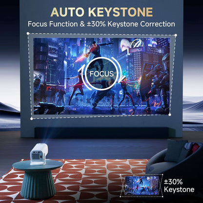 HONGTOP Android 14 P30PRO Supports 720p Screen Mirroring Smart Projector 4K WiFi6 Smart Home Theater Outdoor Portable Projector