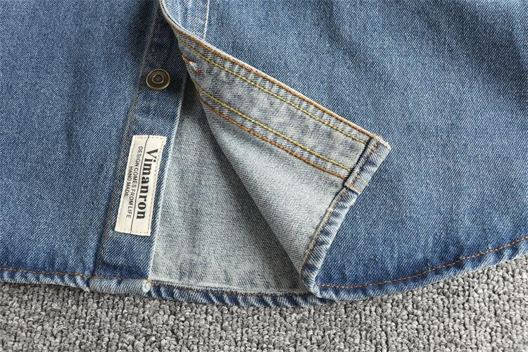 Autumn New American Retro Heavyweight Single Pocket Denim Cargo Shirt Men's Simple 100% Cotton Washed Casual Blouses Thin Jacket