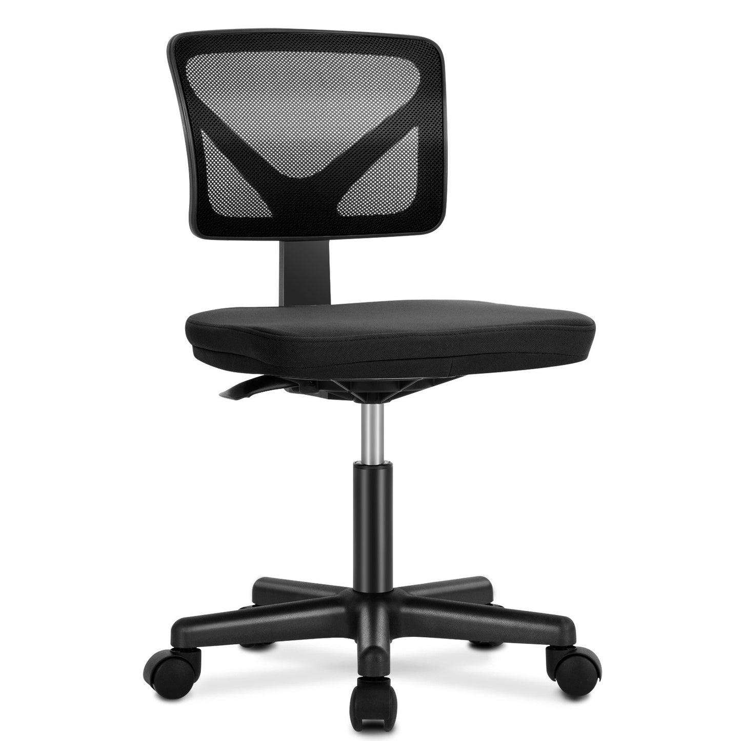 Cadeira de Escritório JHK Mesh com Suporte Lombar, Sem Braços, Encosto Baixo com Rodas, Altura Ajustável, Rotação Giratória 360°, Cadeira de Computador