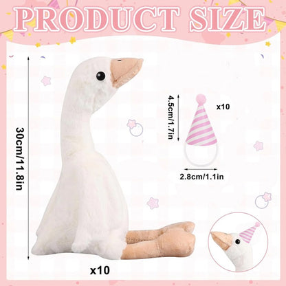6/10/16Pcs One Silly Goose Birthday Decor 11.8 Inch Goose Stuffed Animal With Pink/Blue Hats Mini Birthday Party Hats